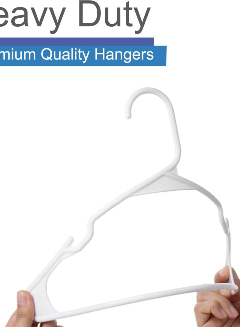 Kids Plastic Clothes Hangers - Suit Hangers (50 Pack) Ultra Thin Space Saving Clothes Hangers Hold Up-to 10 Lbs, for Coats, Jackets, Pants - （Plastic 50pcs） White