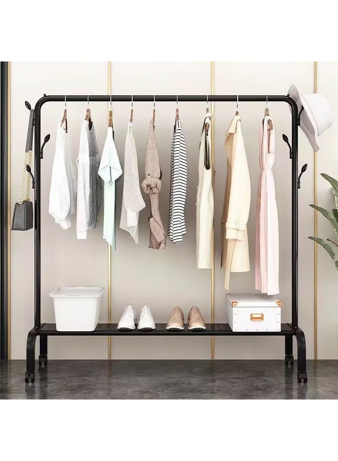 Simple Clothes Drying Rack Floor Metal Shoe Rack Hanger Indoor Bedroom Storage Rack Multi-functional Hanger Black 152x156x45 cm