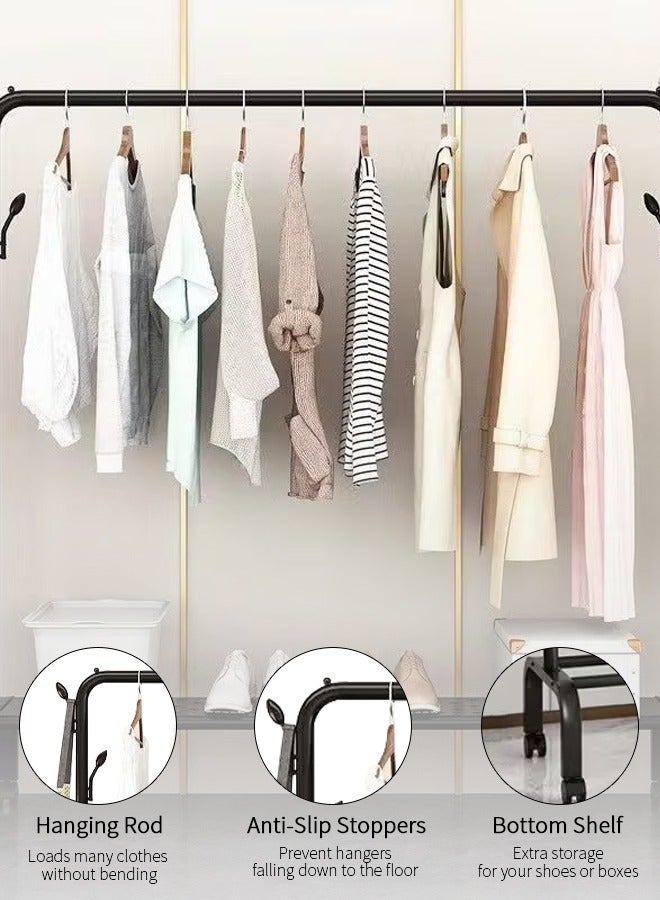 Simple Clothes Drying Rack Floor Metal Shoe Rack Hanger Indoor Bedroom Storage Rack Multi-functional Hanger Black 152x156x45 cm