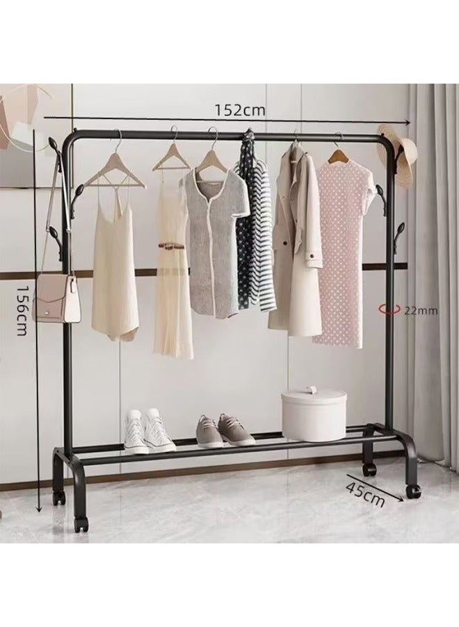 Simple Clothes Drying Rack Floor Metal Shoe Rack Hanger Indoor Bedroom Storage Rack Multi-functional Hanger Black 152x156x45 cm