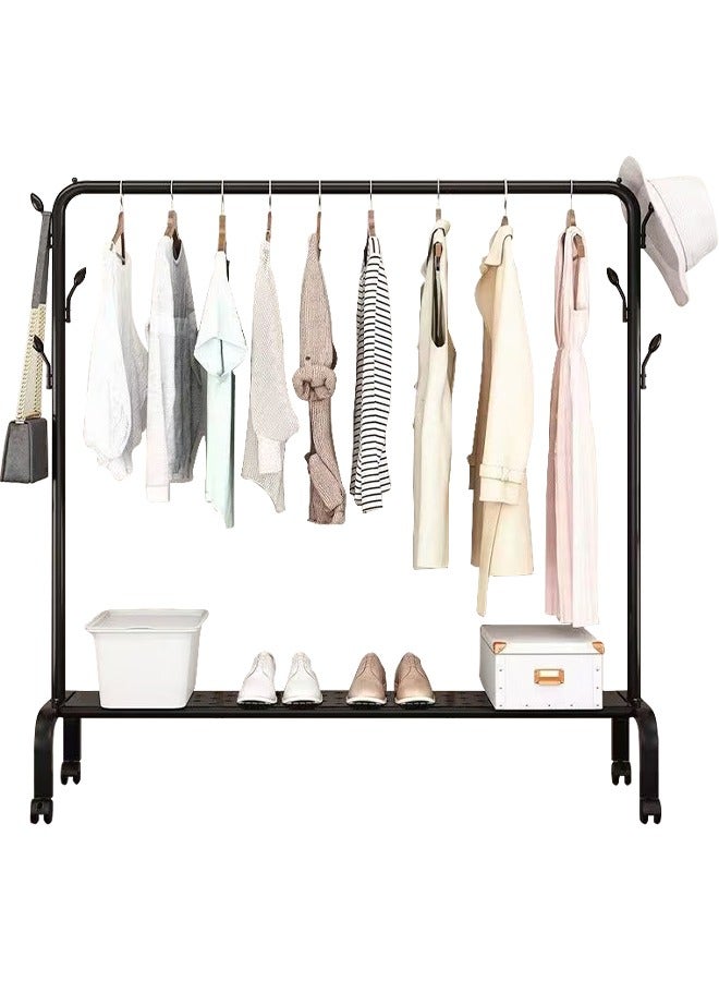 Simple Clothes Drying Rack Floor Metal Shoe Rack Hanger Indoor Bedroom Storage Rack Multi-functional Hanger Black 152x156x45 cm