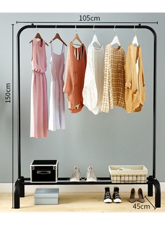 Simple Clothes Drying Rack Floor Metal Shoe Rack Hanger Indoor Bedroom Storage Rack Multi-functional Hanger Black 150x105x45 cm