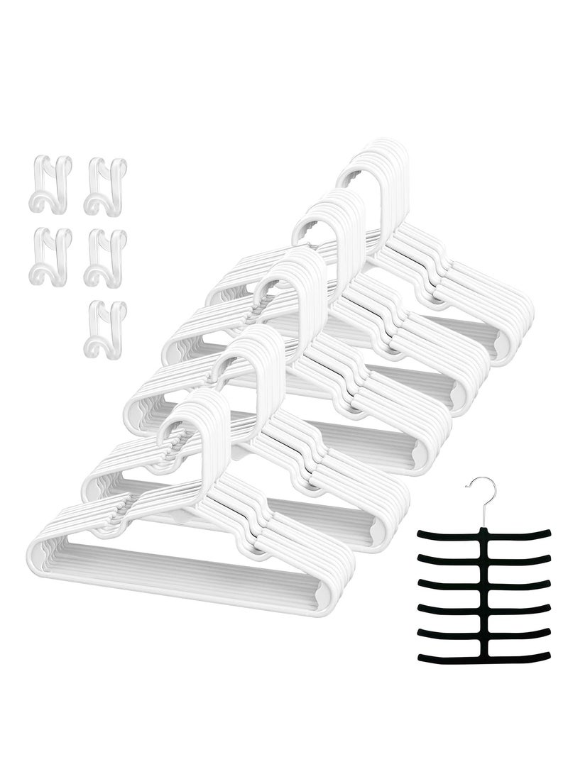 Tycom Kids Plastic Clothes Hangers Suit Hangers 50 Pack Ultra Thin Space Saving Clothes Hangers Hold Up-to 10 Lbs for Coats Jackets Pants Plastic White.