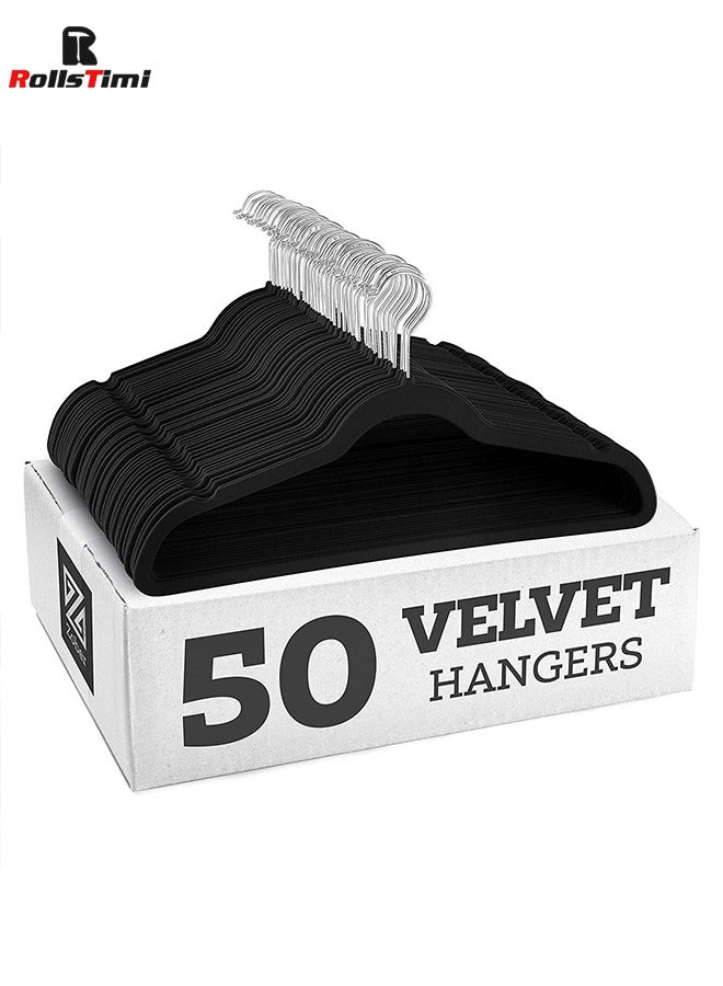 50-Piece Non-Slip Velvet Cloth Hanger Set Black