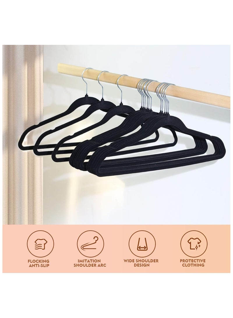 Non-Slip Velvet Hangers - Suit Hangers (30pcs Pack) Ultra Thin Space Saving 360 Degree Swivel Hook Clothes Hangers