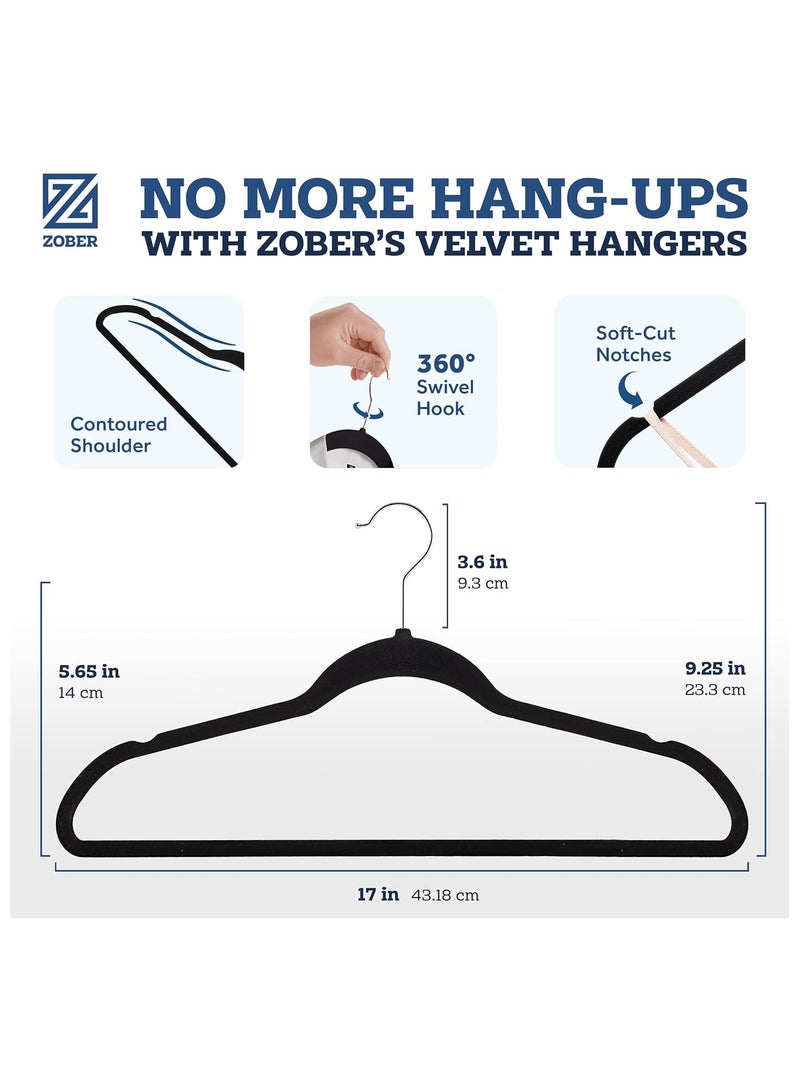 Non-Slip Velvet Hangers - Suit Hangers (30pcs Pack) Ultra Thin Space Saving 360 Degree Swivel Hook Clothes Hangers