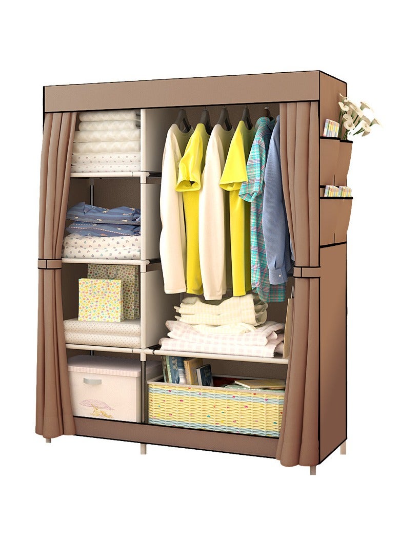 Portable Wardrobe Clothes Storage Organizer, Fabric Wardrobe For Clothing Brown 105x170x45cm