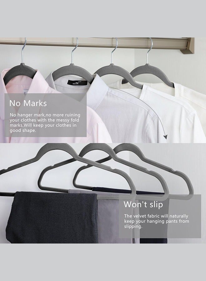 100-Piece Non-Slip Velvet Cloth Hanger Set Grey