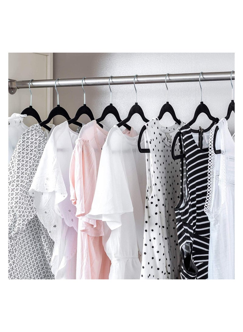 Velvet, Non-Slip Suit Clothes Hangers, Black/Silver - Pack of 100