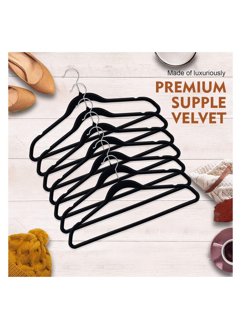 Velvet, Non-Slip Suit Clothes Hangers, Black/Silver - Pack of 100