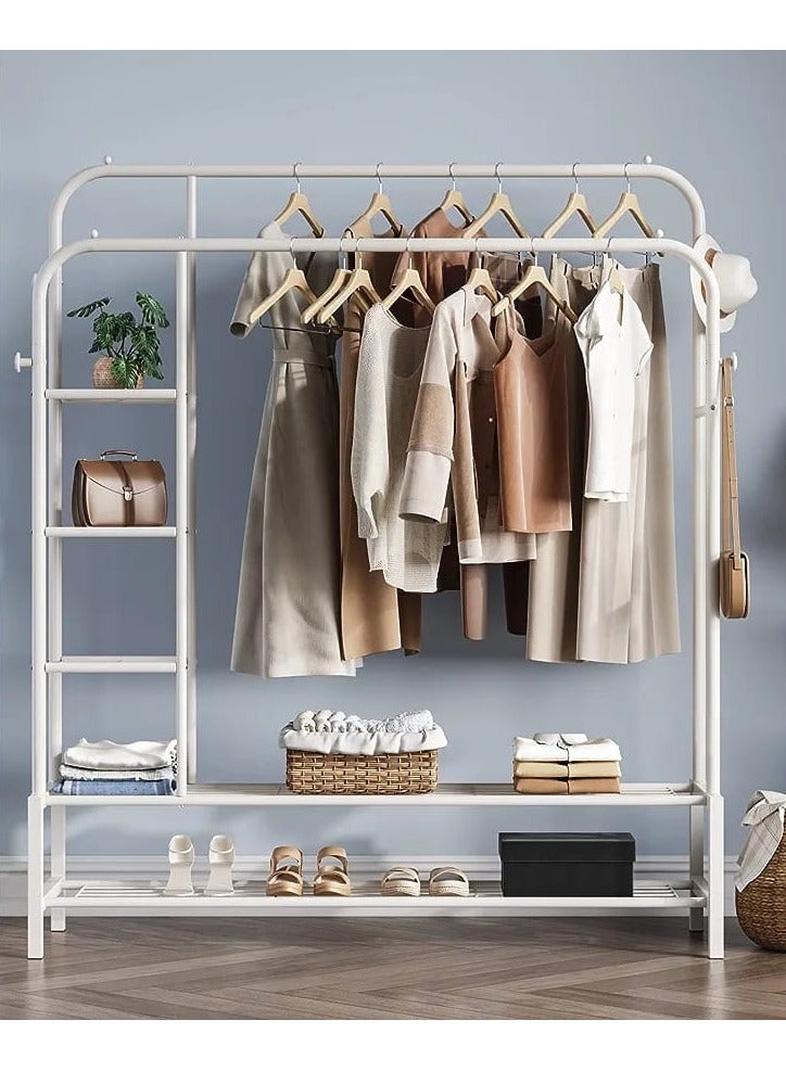 Clothes Rack,Open Wardrobe Coat Racks,Freestanding Hanger Double Rods,Mobile Coat Rack, Multi-functional Bedroom Clothes Rack,Metal Clothes Rail,for Dressing Room，Bedroom.