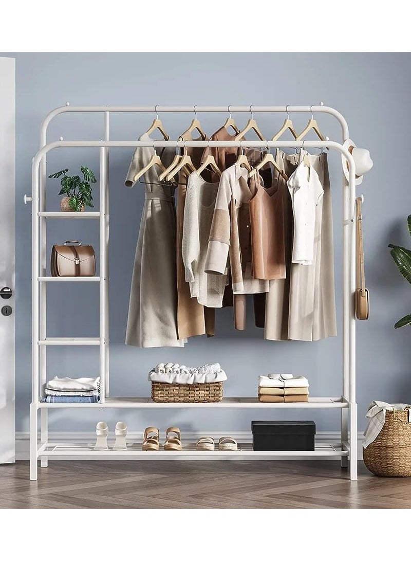 Clothes Rack,Open Wardrobe Coat Racks,Freestanding Hanger Double Rods,Mobile Coat Rack,Multifunctional Bedroom Clothes Rack,Metal Clothes Rail,for Dressing Room，Bedroom.