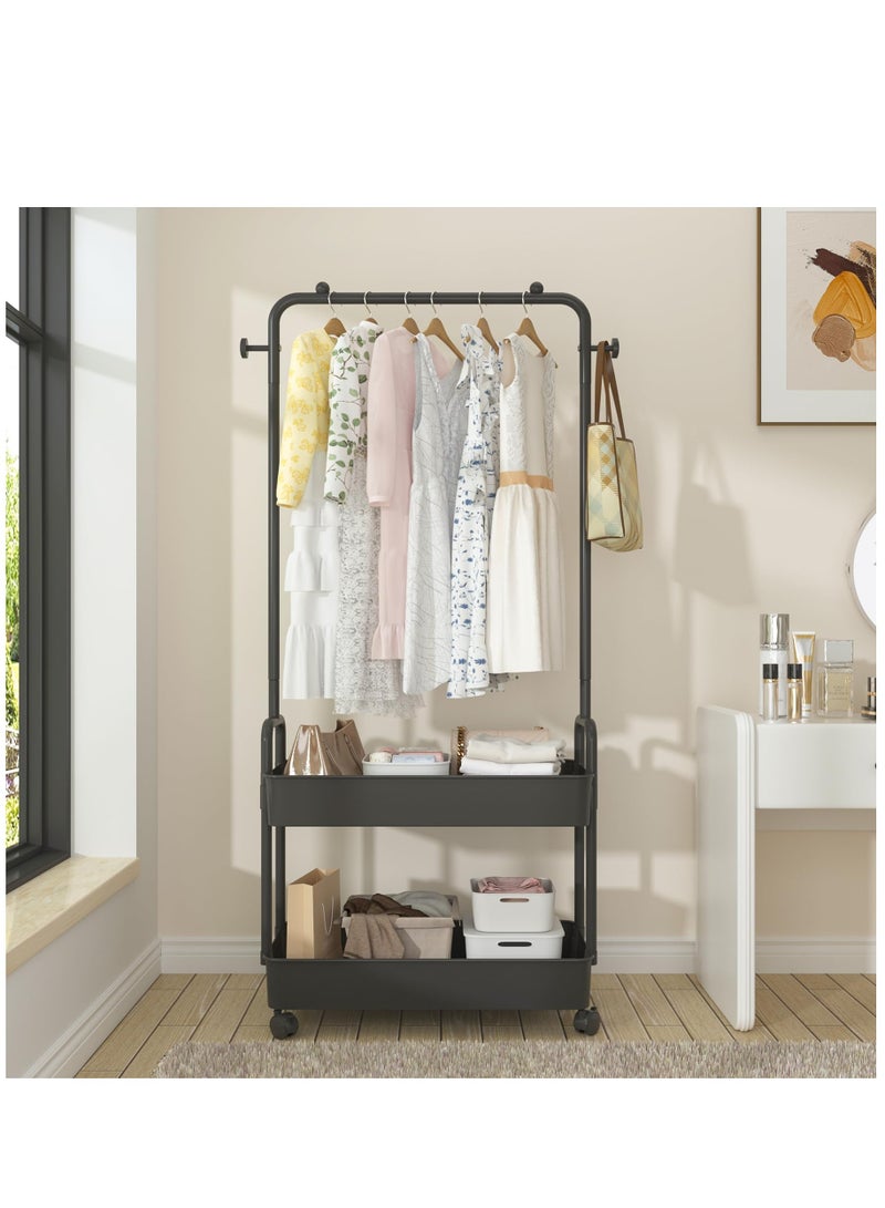 Clothing Rack with Storage Bag,Non-woven Shelves for Shoes,Multi-Functional Garment Rack for Bedroom,Hallway