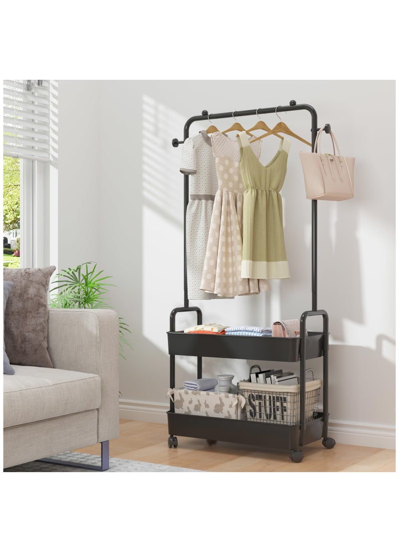 Clothing Rack with Storage Bag,Non-woven Shelves for Shoes,Multi-Functional Garment Rack for Bedroom,Hallway