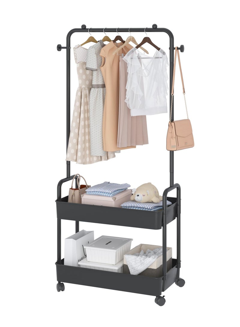 Clothing Rack with Storage Bag,Non-woven Shelves for Shoes,Multi-Functional Garment Rack for Bedroom,Hallway