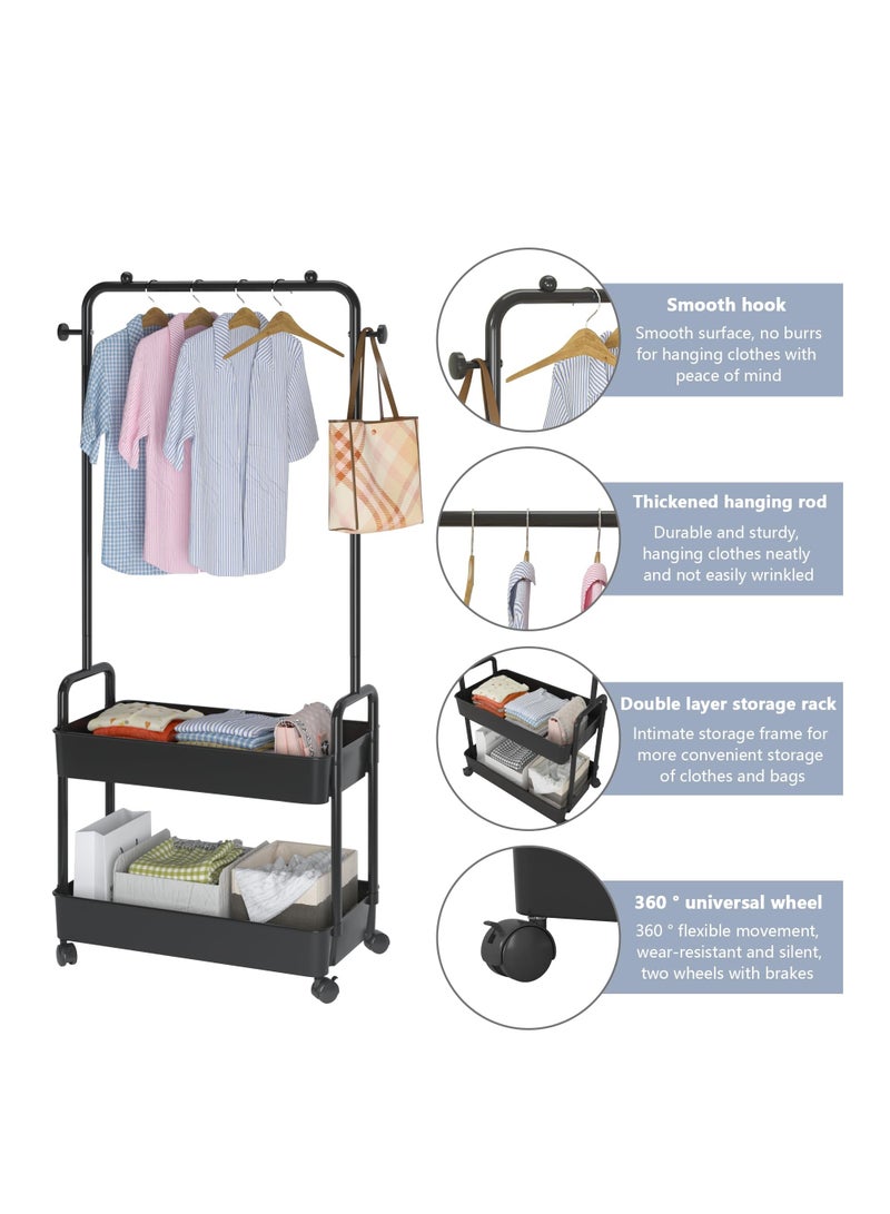 Clothing Rack with Storage Bag,Non-woven Shelves for Shoes,Multi-Functional Garment Rack for Bedroom,Hallway