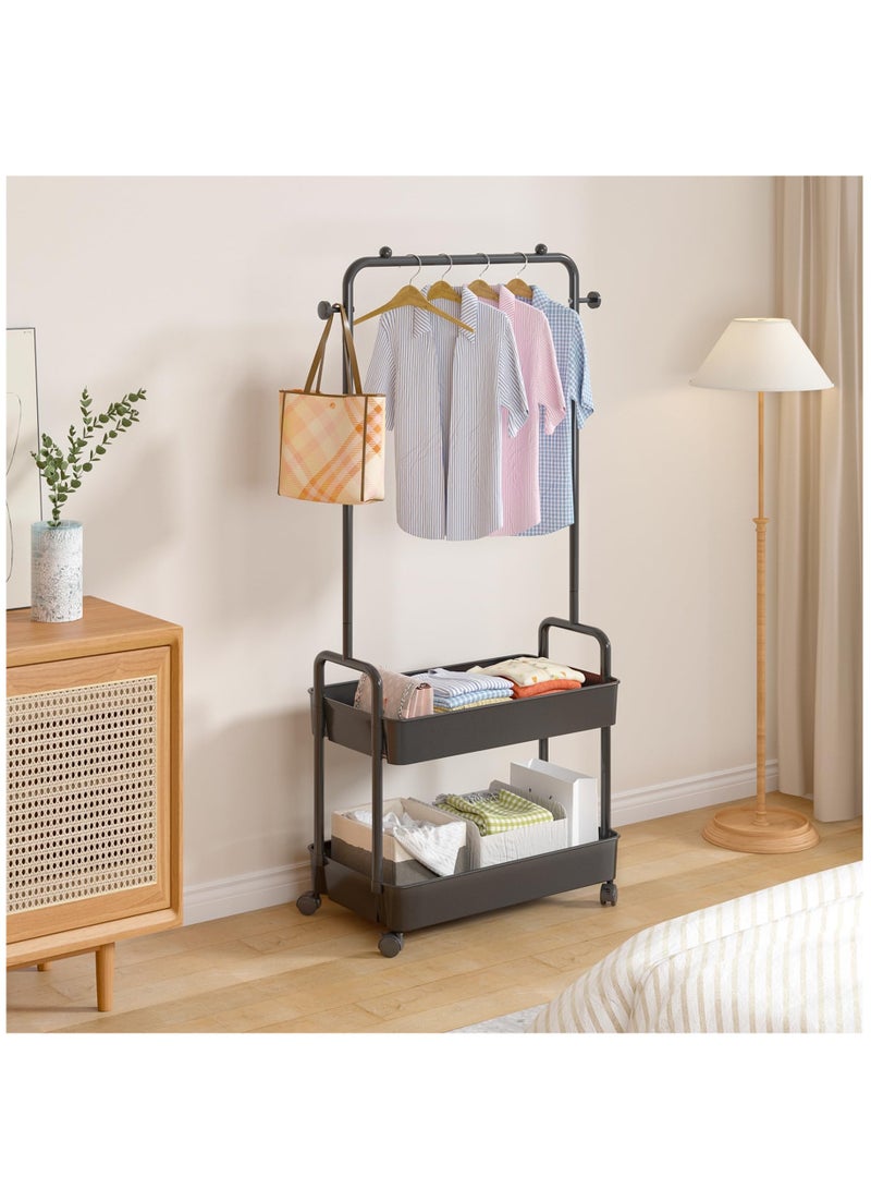 Clothing Rack with Storage Bag,Non-woven Shelves for Shoes,Multi-Functional Garment Rack for Bedroom,Hallway