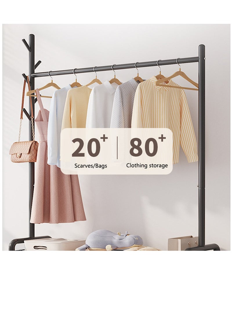 Metal Clothing Rack, 176 cm Clothes Garment Coat Rack with Bottom Shelf for Hanging Skirts, Shirts, Sweaters