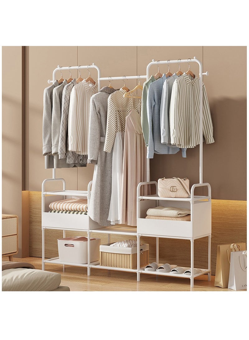 Metal Clothing Rack, 165 CM Clothes Garment Coat Rack with Bottom Shelf for Hanging Skirts, Shirts, Sweaters, White