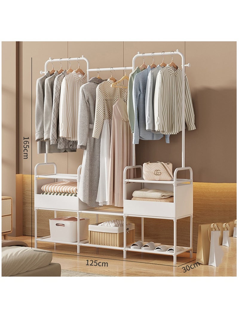 Metal Clothing Rack, 165 CM Clothes Garment Coat Rack with Bottom Shelf for Hanging Skirts, Shirts, Sweaters, White