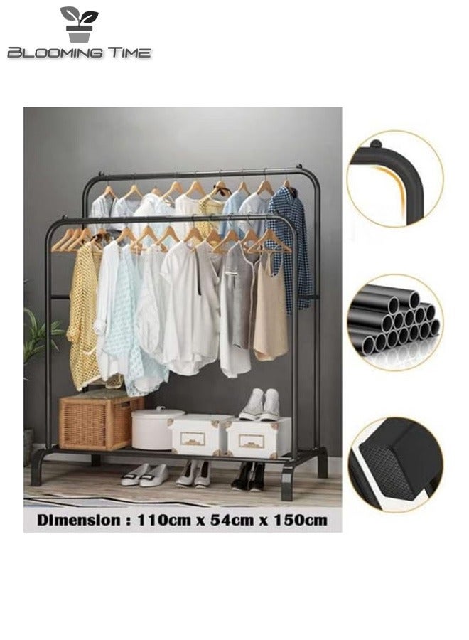 Double Rod Clothing Garment Rack With Shelves Organize In Style