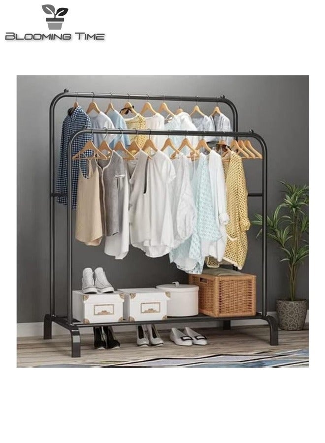 Double Rod Clothing Garment Rack With Shelves Organize In Style