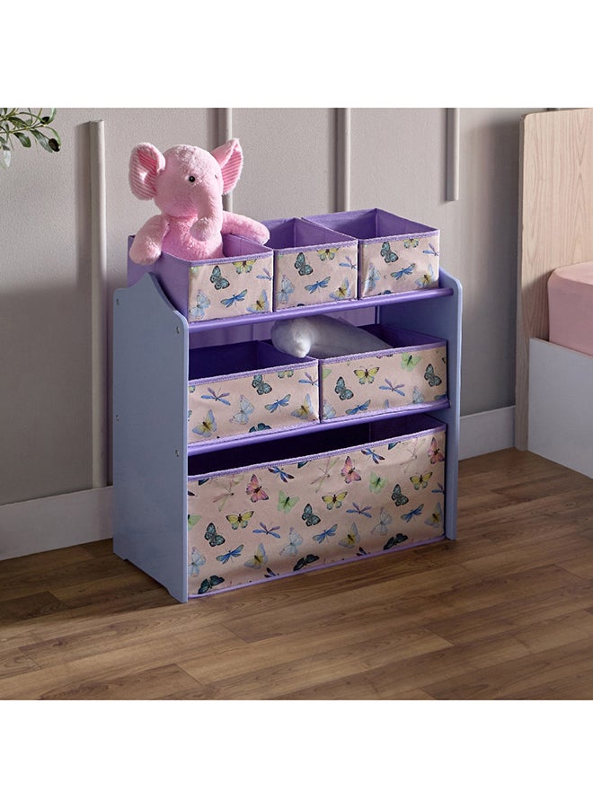 Flutterby Candice Butterfly Fabric Storage Rack with 6 Bins 63 x 60 x 30 cm