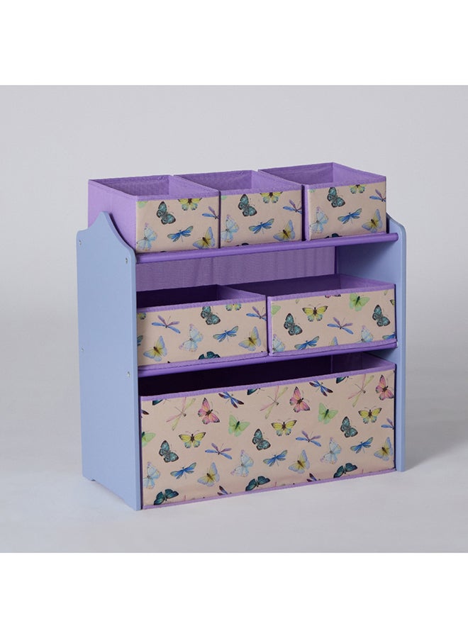 Flutterby Candice Butterfly Fabric Storage Rack with 6 Bins 63 x 60 x 30 cm