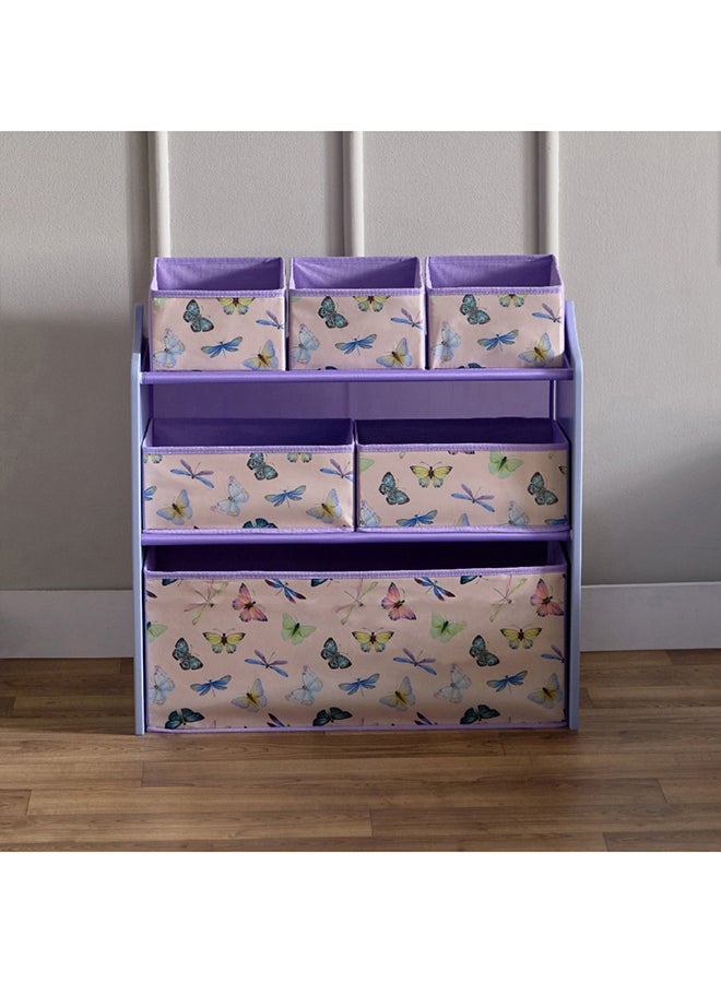 Flutterby Candice Butterfly Fabric Storage Rack with 6 Bins 63 x 60 x 30 cm