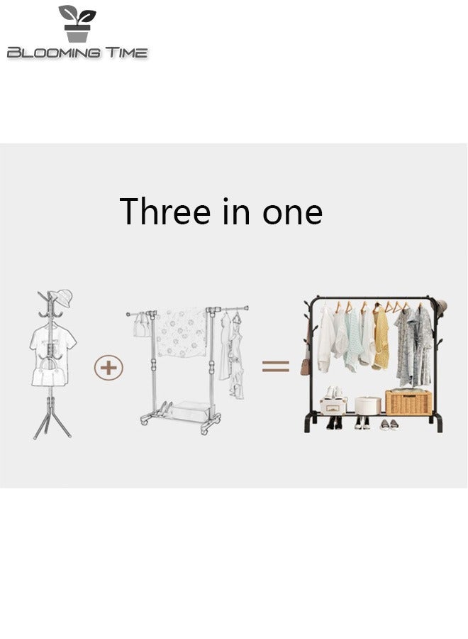 Multi Functional Coat Rack, Shoe Rack, Drying Rack Three In One Durable Black