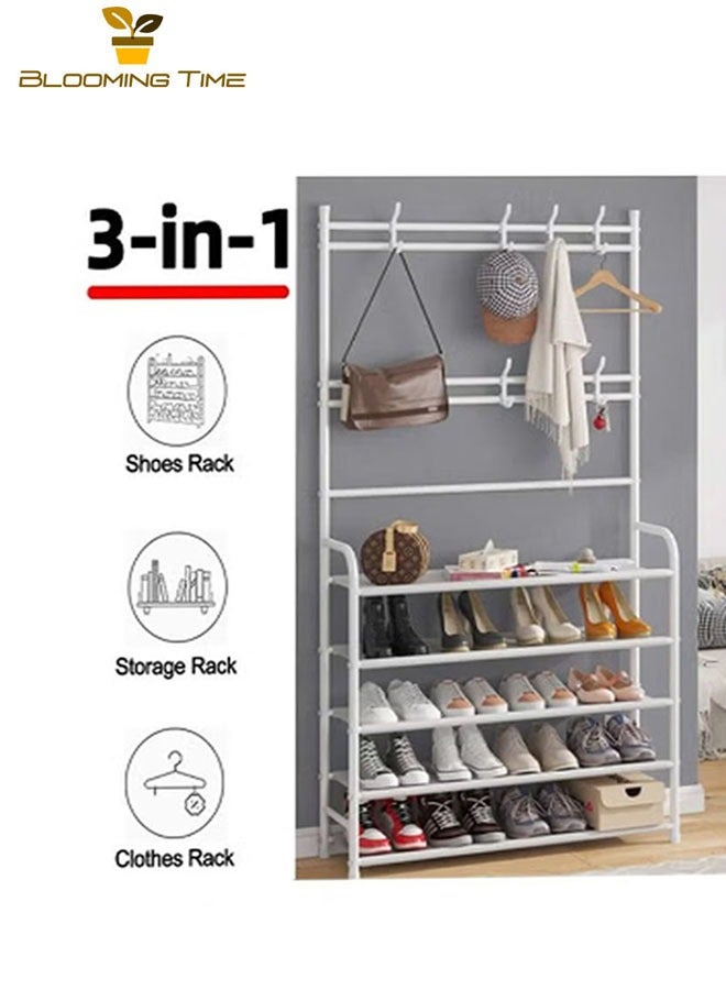 Hall shoe rack, simple doorstep, household clothes rack, indoor minimalist dormitory storage, 5-layer shoe and hat rack, clothes rack