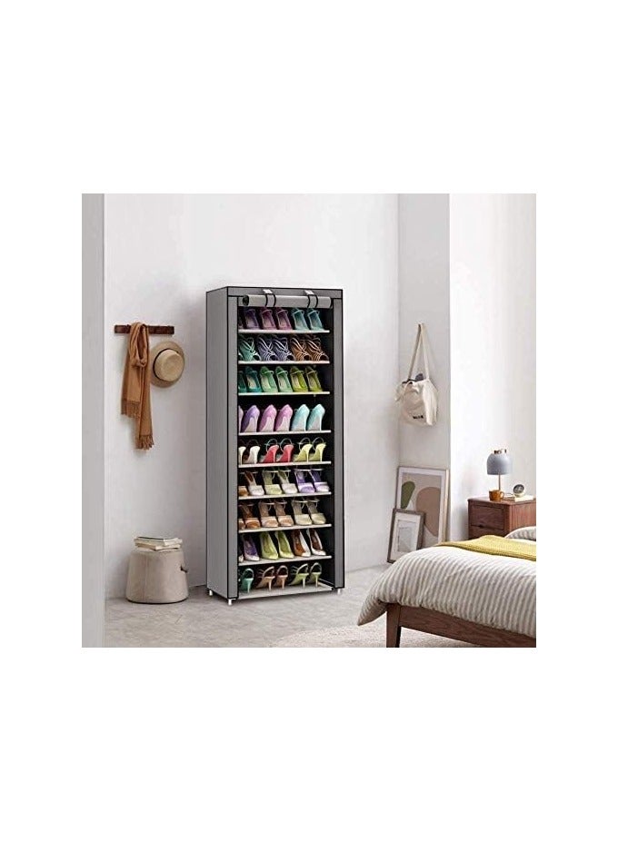 10-Tiers Shoe Cabinet Rack Grey