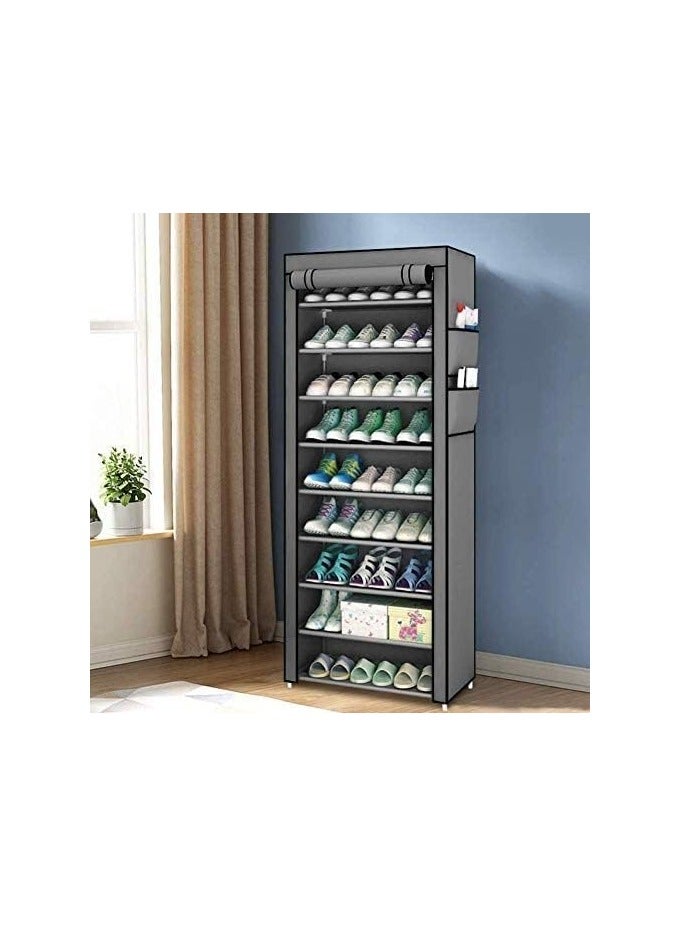 10-Tiers Shoe Cabinet Rack Grey