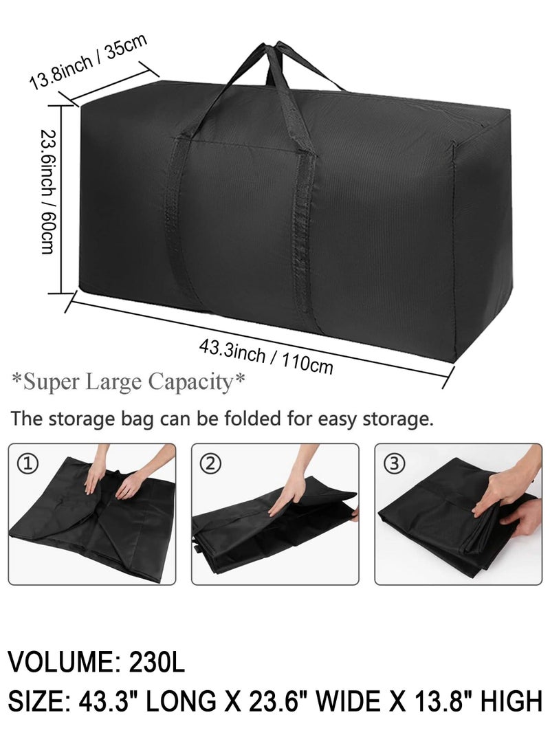 2 Pack Extra Large Moving Bags with Strong Zippers & Carrying Handles, Storage Bags Storage Totes for Clothes, Moving Supplies, Space Saving Oversized Storage Bag Organizer for Moving,Traveling (230L)
