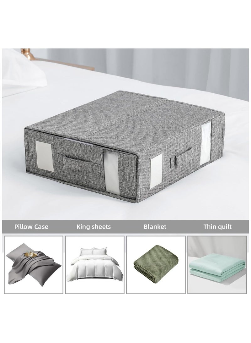 Sheet Cube Bed Sheet Set Organizer 2 Pack,Foldable Storage Box for Duvet Cover Set,Linen Closet Organizer for Bedding Clothes Blankets.(Grey)