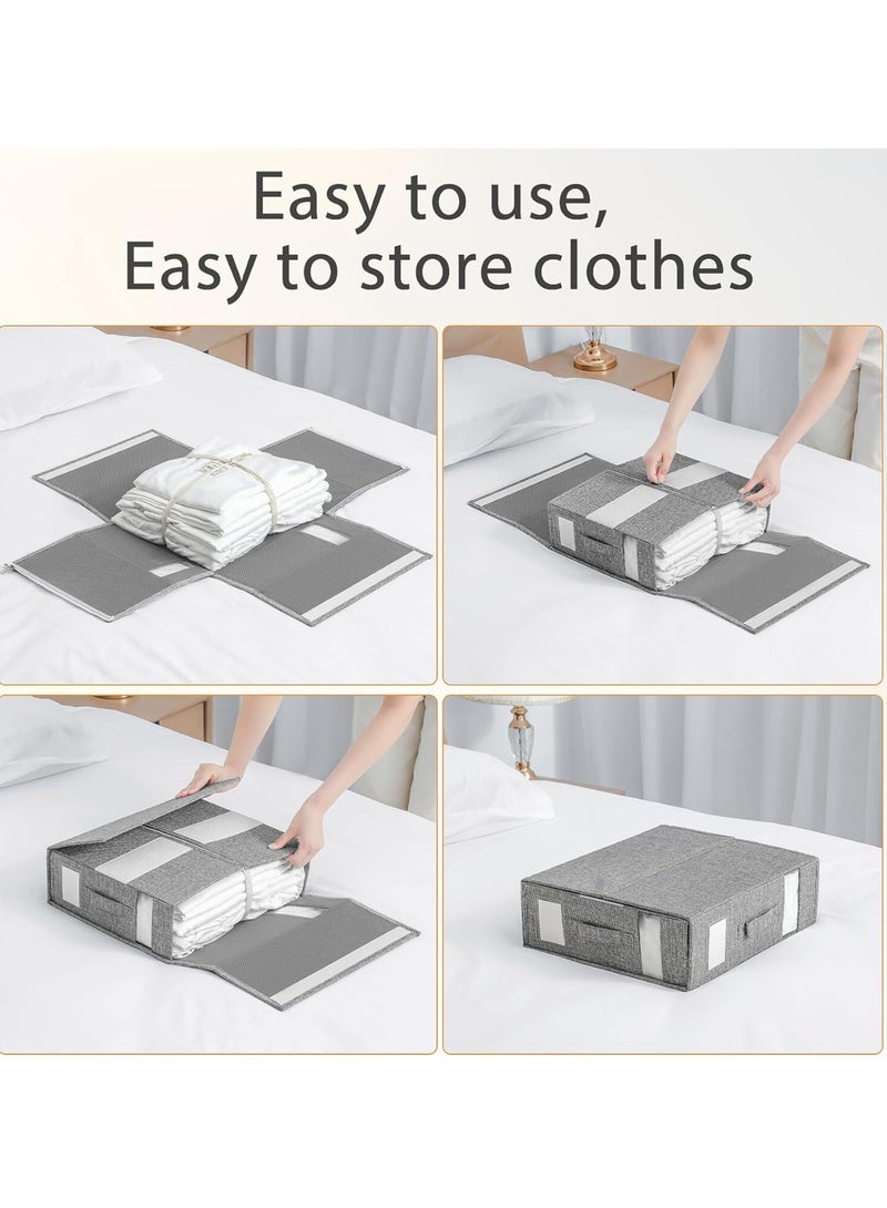 Sheet Cube Bed Sheet Set Organizer 4 Pack,Foldable Storage Box for Duvet Cover Set,Linen Closet Organizer for Bedding Clothes Blankets.(Grey)