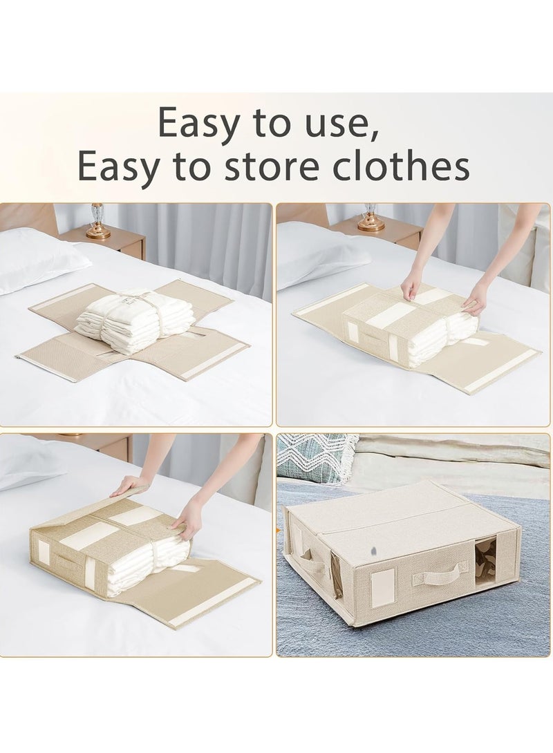 Sheet Cube Bed Sheet Set Organizer 4 Pack,Foldable Storage Box for Duvet Cover Set,Linen Closet Organizer for Bedding Clothes Blankets.(Beige)