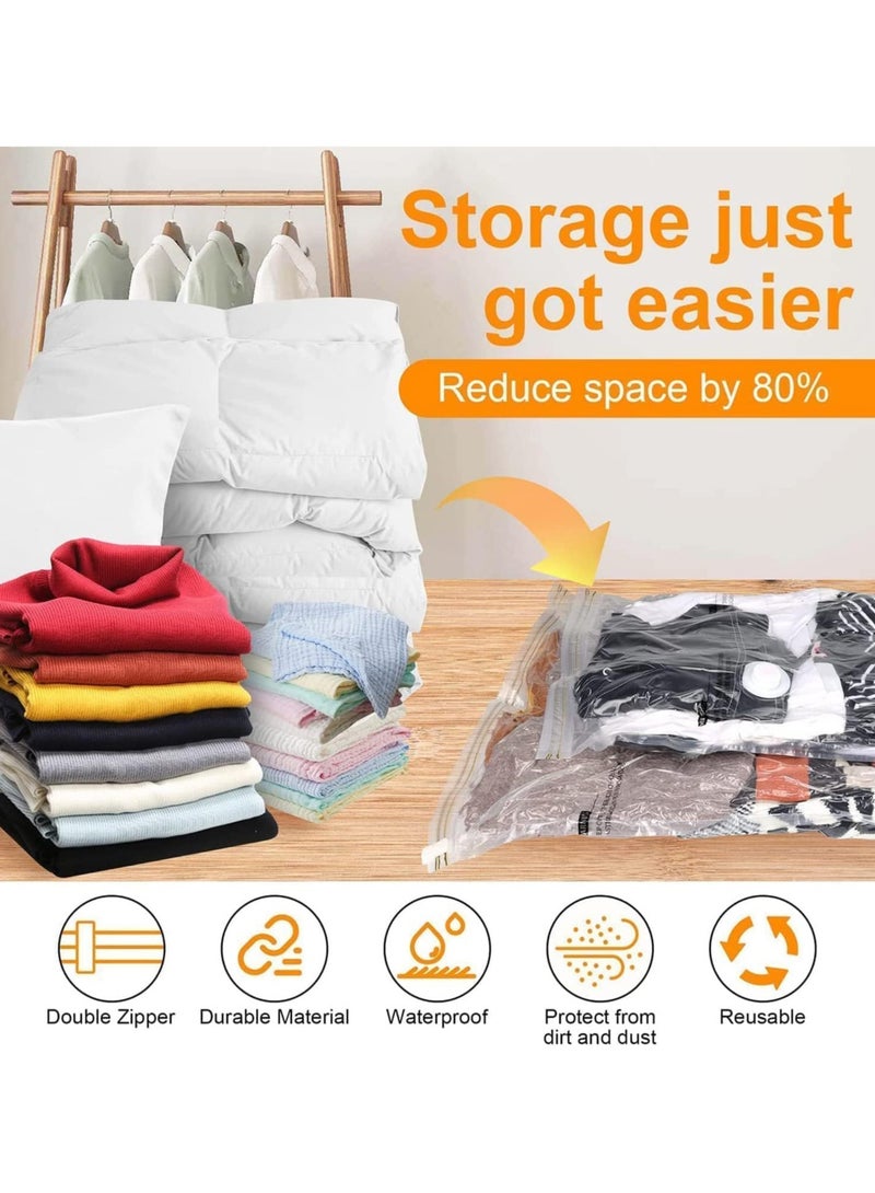 6Pcs Vacuum Storage Bags, Space Saver Sealer Bags, Airtight Compression Bags for Clothes, Pillows, Comforters, Blankets, Bedding