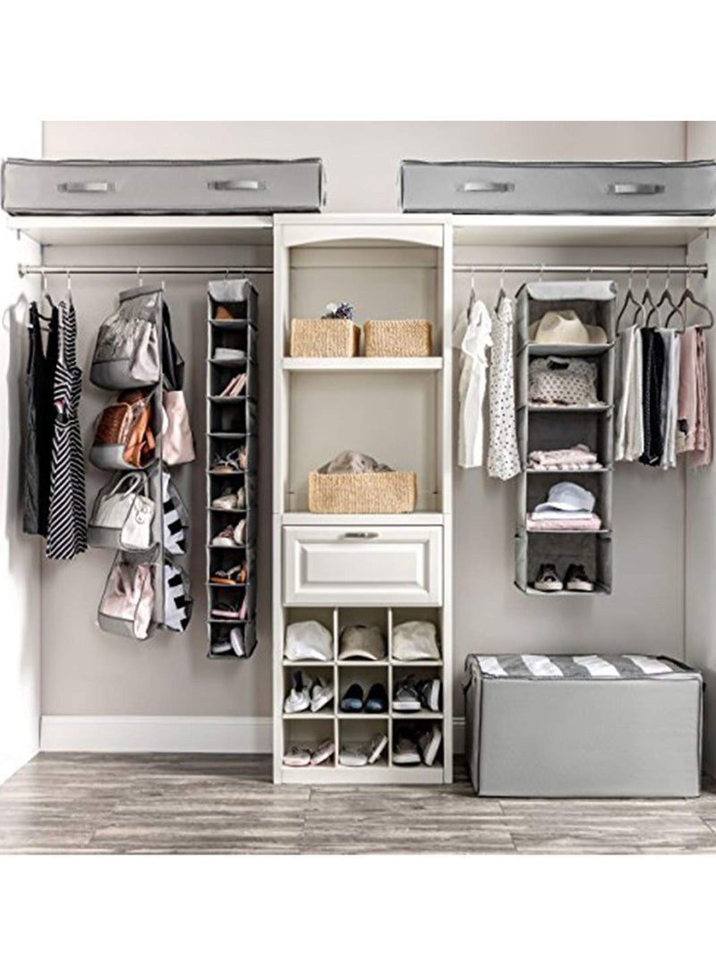 SYOSI Hanging Purse Organizer For Closet Clear Handbag Organizer For Purses, Handbags Etc. 8 Easy Access Clear Vinyl Pockets With 360 Degree Swivel Hook, Gray, 48” L x 13.8” W