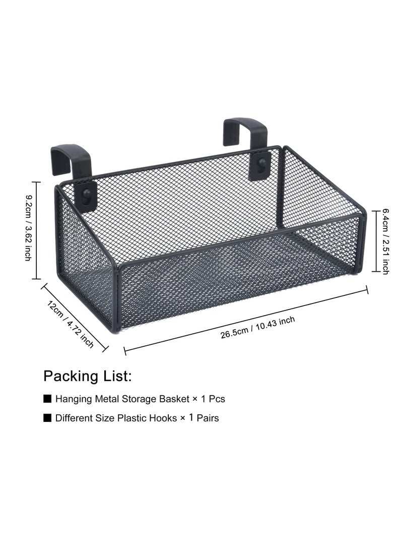 Bedside Caddy Hanging Storage Basket ,Beside Shelf Metal Organizer for Collage Dorm Bunk Bed,Hospital Bed,Baby Bed Bedroom ,for Magazine,Remote Control,Phone,Drinks (Black)