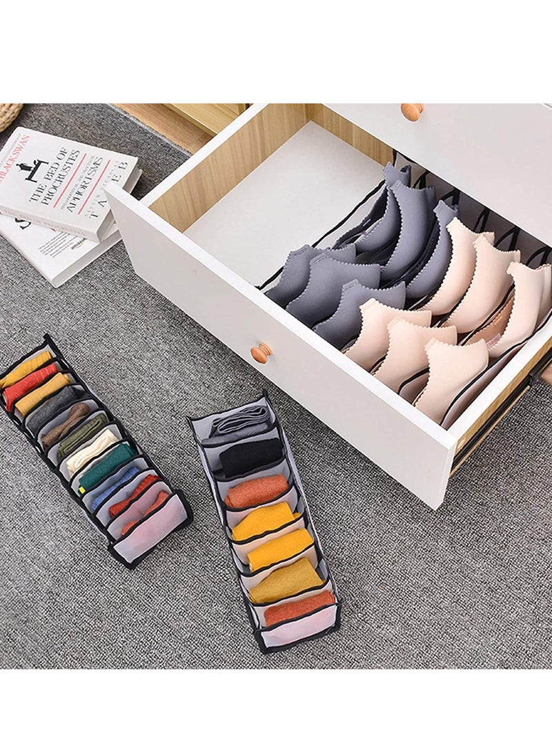 Underwear Drawer Organizer, Organizer Set,Foldable Storage Divider Boxes Includes Cell Collapsible Closet Compartments for Socks Bras Ties Lingerie 8Pcs(Black)