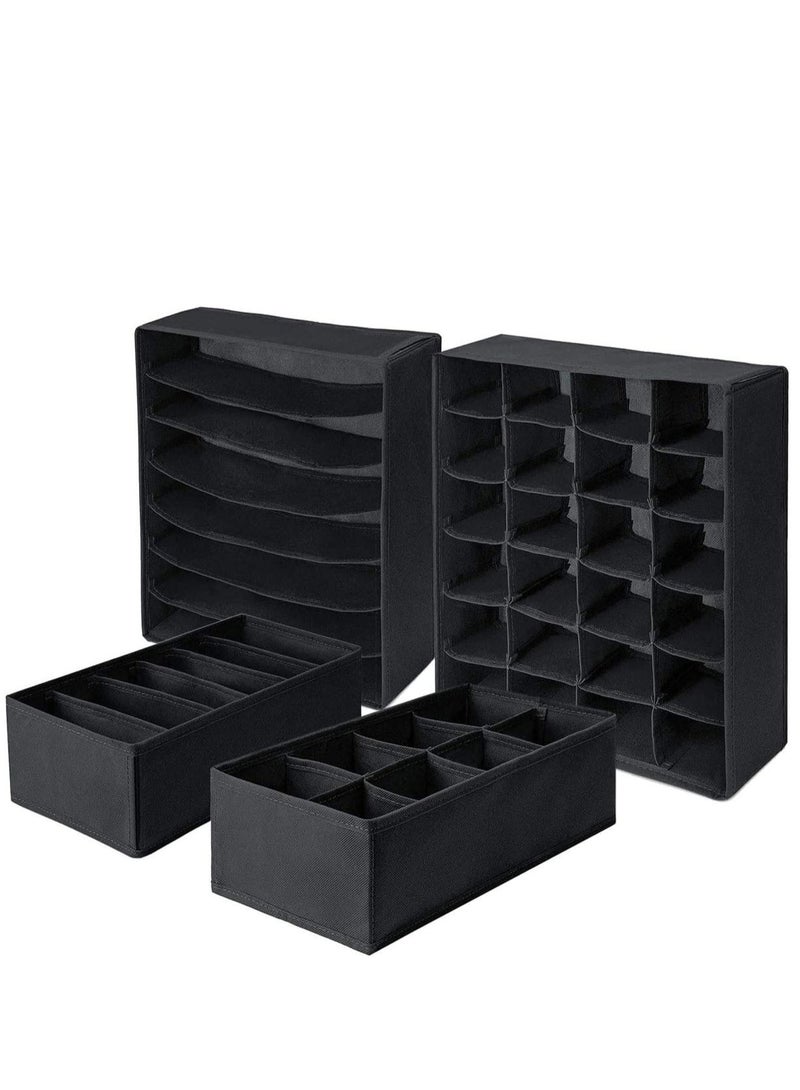 Bra Organiser Closet Underwear Organizer Set of 4 Black