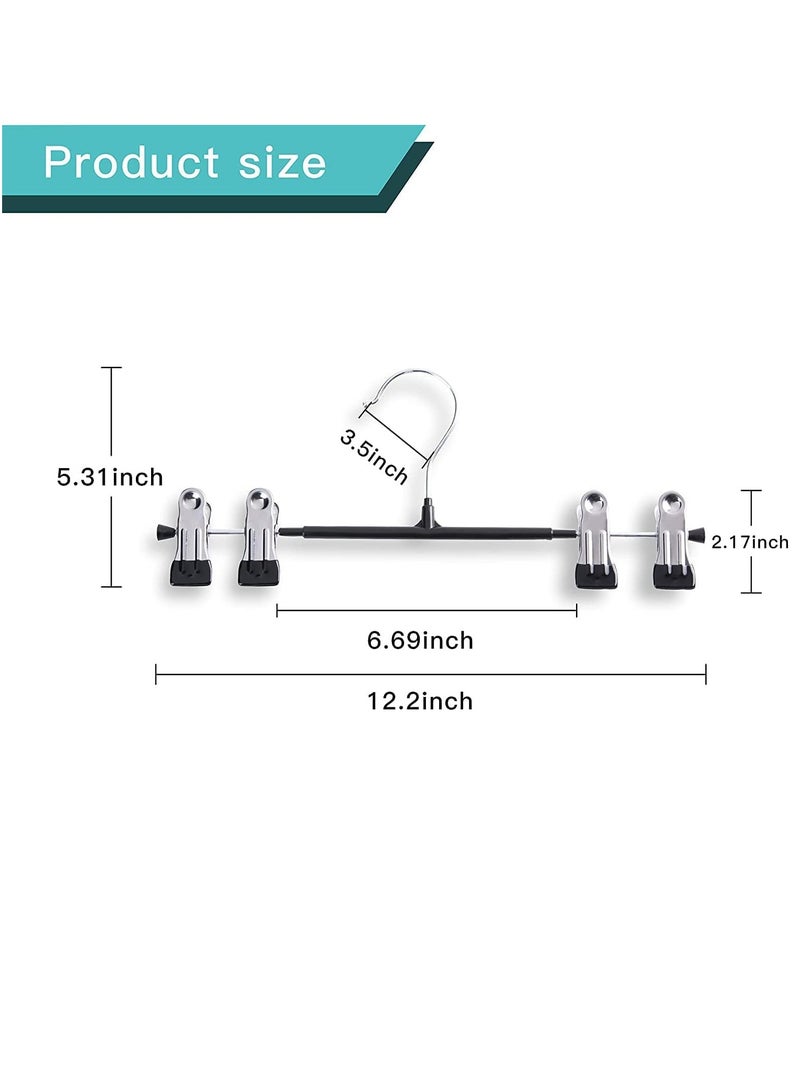 10 Packs Pants Hangers with Clips Skirt Hangers Adjustable Clip Hangers Non Slip Metal Adult Baby Kids Space Saving Clothes Hangers for Closet Shorts Bottom Jeans Trouser Leggings