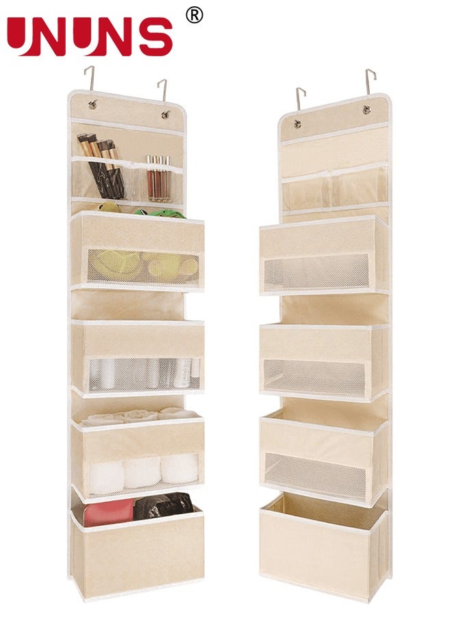 Over Door Hanging Organizer Storage,Heavy Duty Door Hanging Organizer,Nursery Closet Organizer Cabinet Storage With Perspective Window,4 Large Pockets Clothing Storage For Toys Sundries,Beige