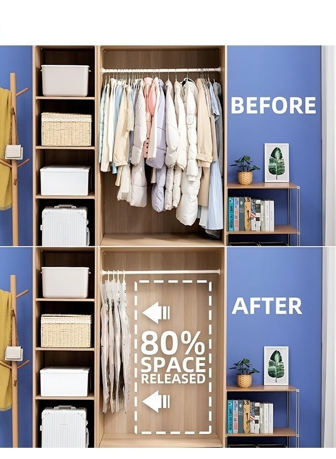 4-Pack Hanging Closet Organizer,Hanging Vacuum Space Saver Bag With Hangers,Vacuum Seal Storage Bag With Suction Pump