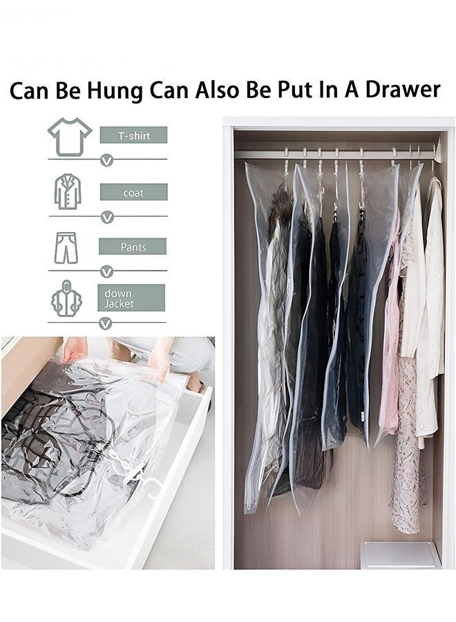 4-Pack Hanging Closet Organizer,Hanging Vacuum Space Saver Bag With Hangers,Vacuum Seal Storage Bag With Suction Pump