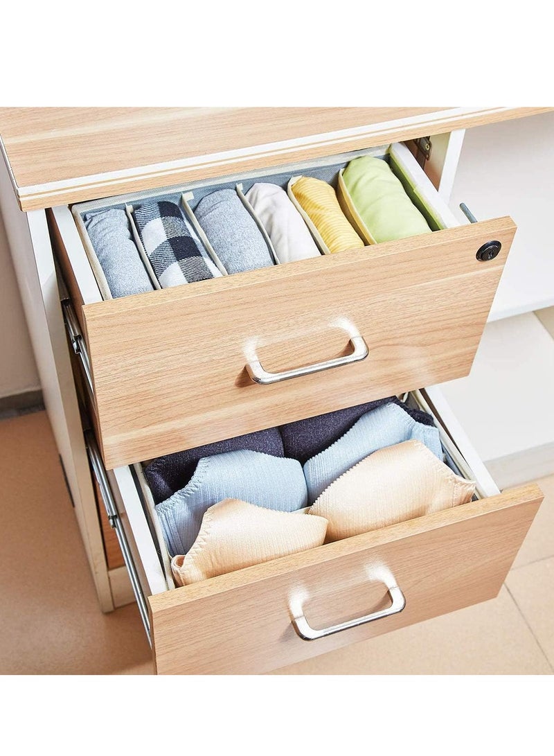 Drawer Organisers for Bra Underwear Fabric Foldable 4 Set Storage Dividers for Tie Belt Scarf Large Tidy Box Bedroom for Closet Grey