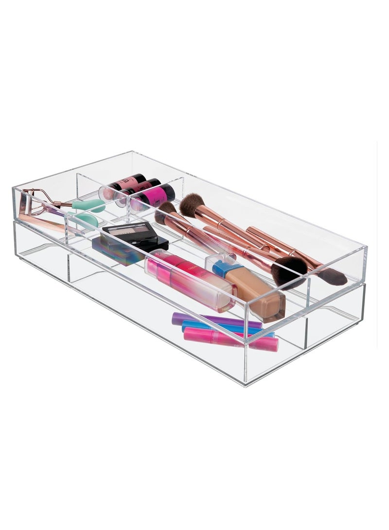 Plastic Divided Drawer Organizer, Storage Container For Vanity, Bathroom, Kitchen Drawers, 8