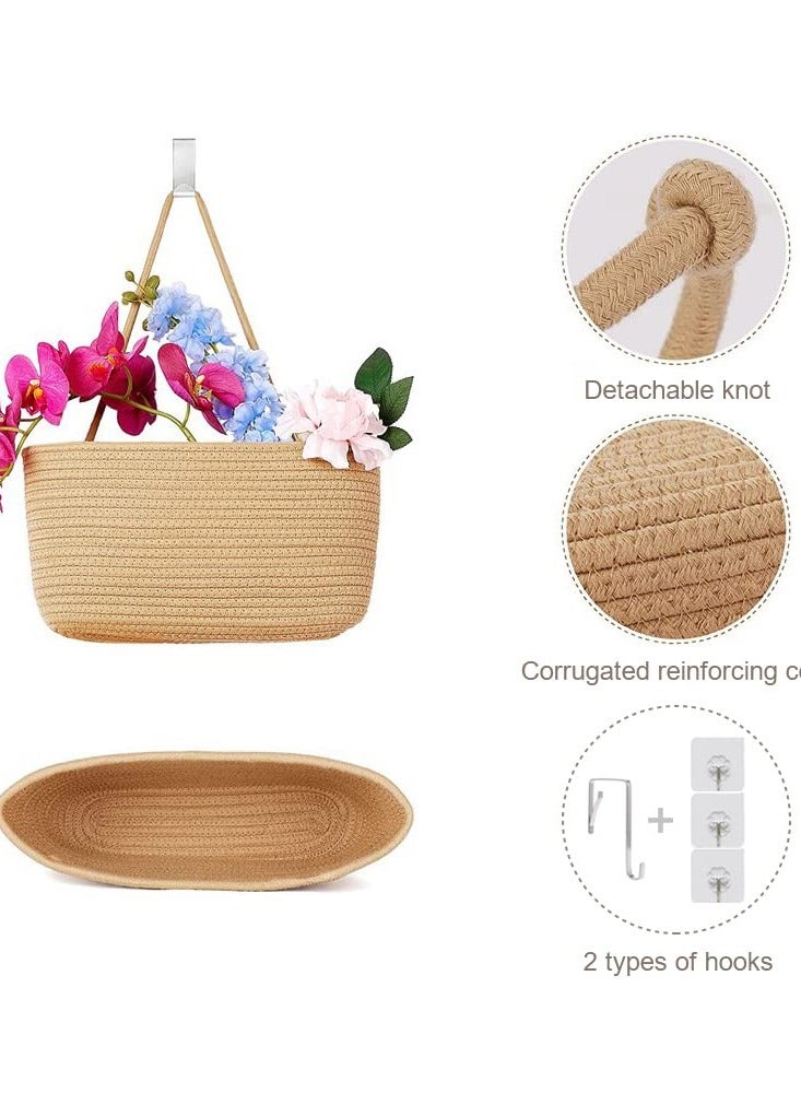 3-Tier Woven Cotton Over the Door Hanging Basket, Decorative Wall-Mounted Storage Organizer Bag for Kitchen, Stylish and Functional Jute Baskets