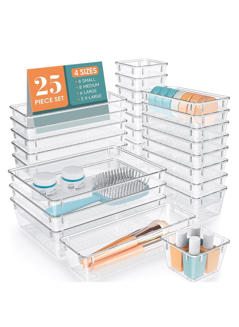 25 pcs Transparent Drawer Organizer Stationery Sundry Cosmetics Divider